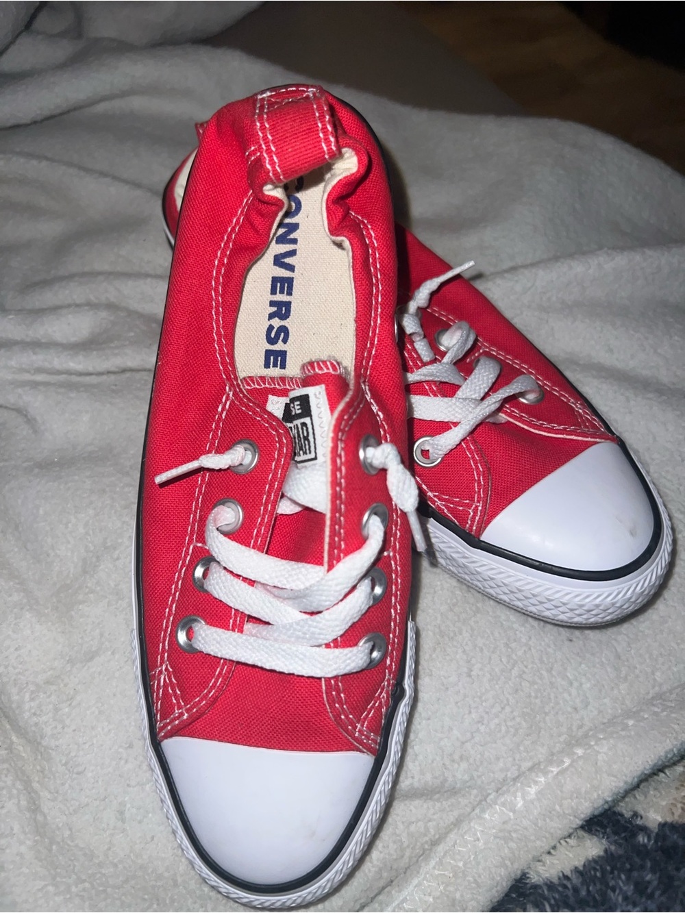 Converse Bright Red Low Top Canvas Sneakers